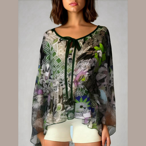 BCBG Maxazria Sheer Floral Over Blouse Small